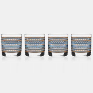 Südwest-Design blaues und braunes geometrisches Mu Whiskyglas