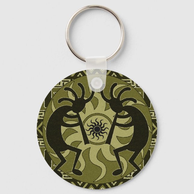 Südwest Design Dancing Kokopelli Tribal Sun Schlüsselanhänger (Vorderseite)
