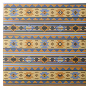 Südwest Design Gold Blue Grau Tribal Muster Fliese
