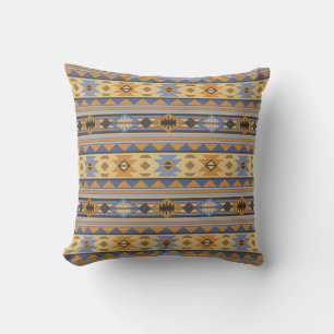 Südwest Design Gold Blue Grau Tribal Muster Kissen