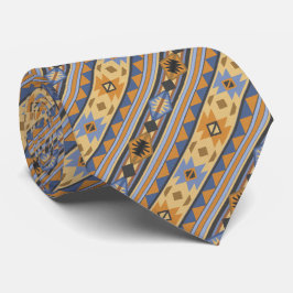 Südwest Design Gold Blue Grau Tribal Muster Krawatte