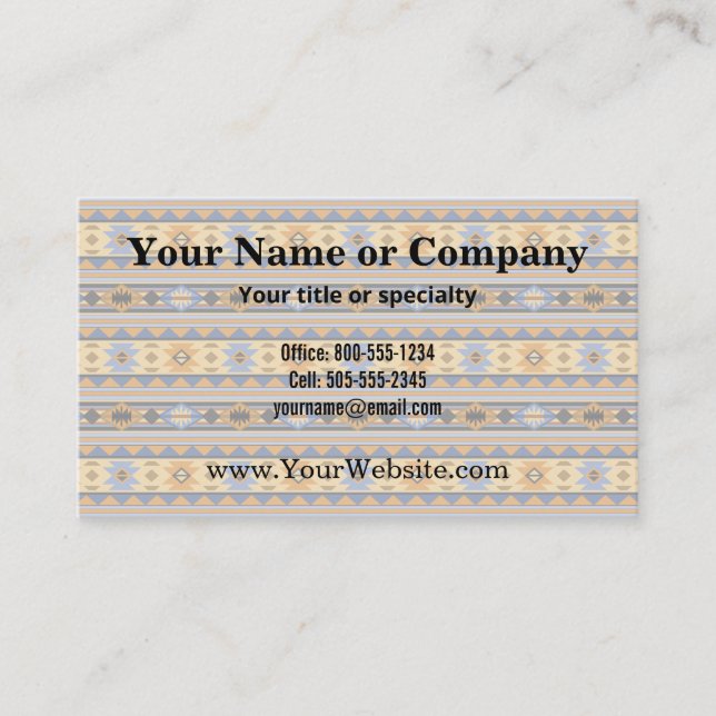 Südwest Design Gold Blue Grau Tribal Muster Visitenkarte (Vorderseite)