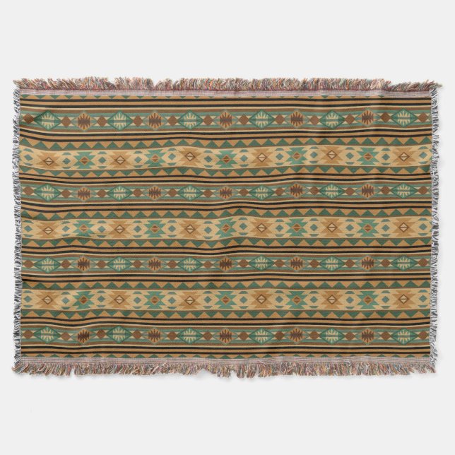 Südwest Design Green Brown Tan Decke (Vorderseite)