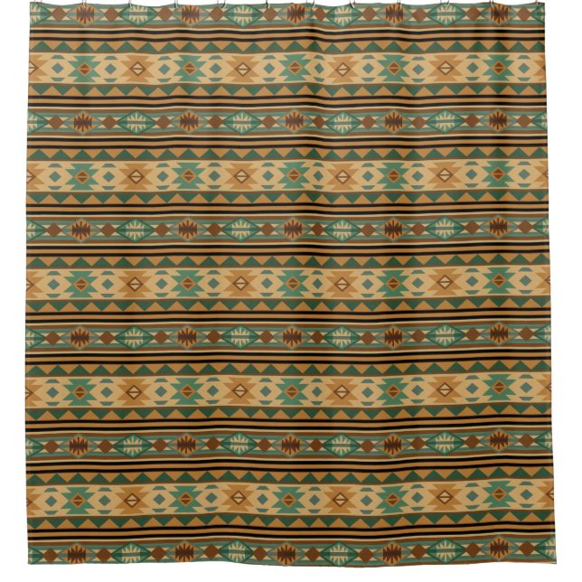Südwest Design Green Brown Tan Duschvorhang (Vorderseite)