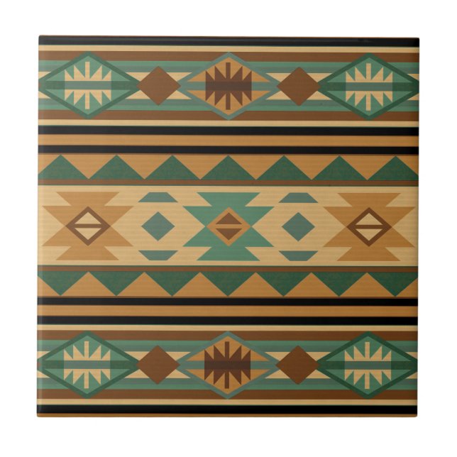 Südwest Design Green Brown Tan Fliese (Vorderseite)
