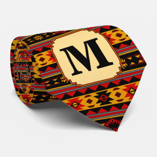 Südwest Design Red Black Gold Tribal Muster Krawatte