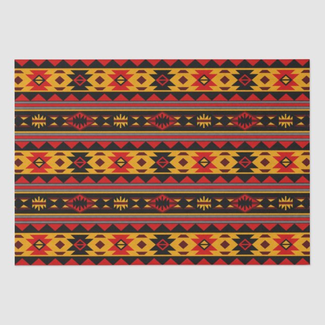 Südwest Design Red Black Gold Tribal Muster Seidenpapier (Vorderseite)