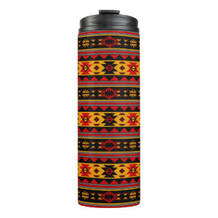 Südwest Design Red Black Gold Tribal Muster Thermosbecher