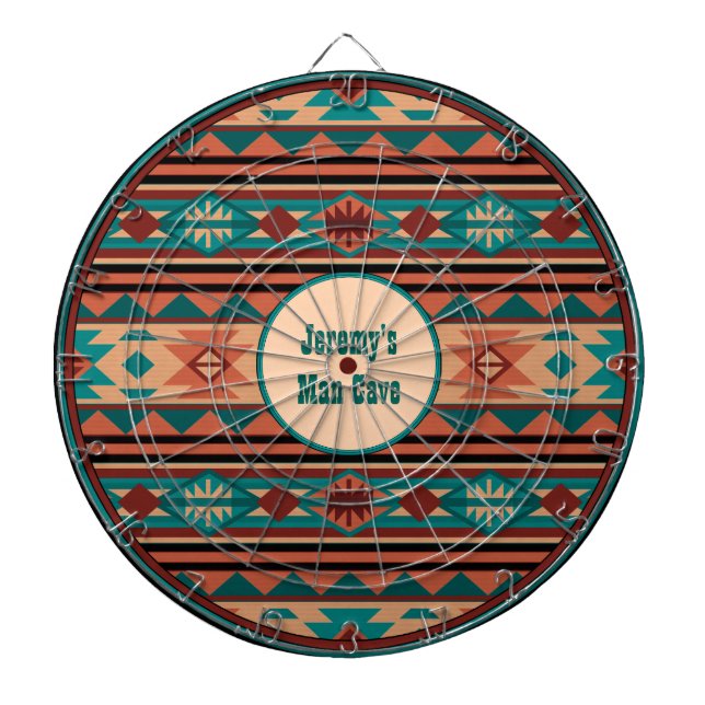 Südwest Design Türkise Terracotta Monogram Dartscheibe (vorne)