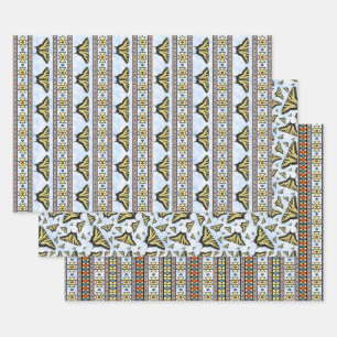 Südwest Gelbes Frack Butterfets Blue Sky Geschenkpapier Set