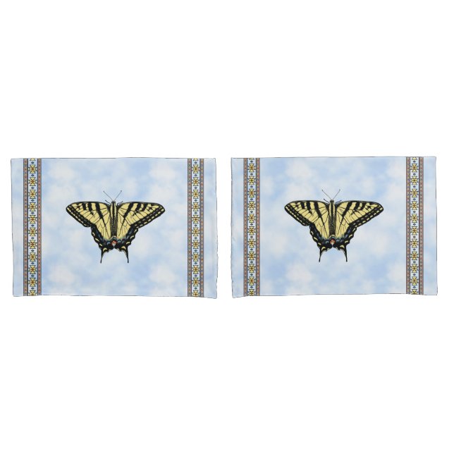 Südwest-Gelbes Frack Butterfly Blue Sky Kissenbezug (Vorderseite-Set)