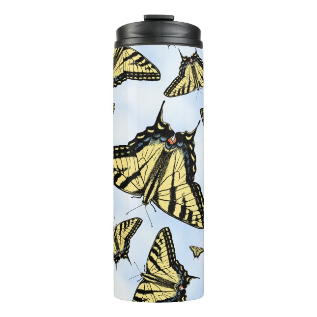 Südwest-Gelbes Frack Butterfly Blue Sky Thermosbecher (Vorderseite)