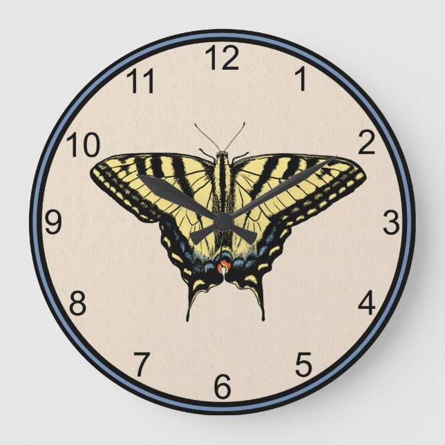 Südwest-Gelbes Frack Butterfly Große Wanduhr (Vorderseite)
