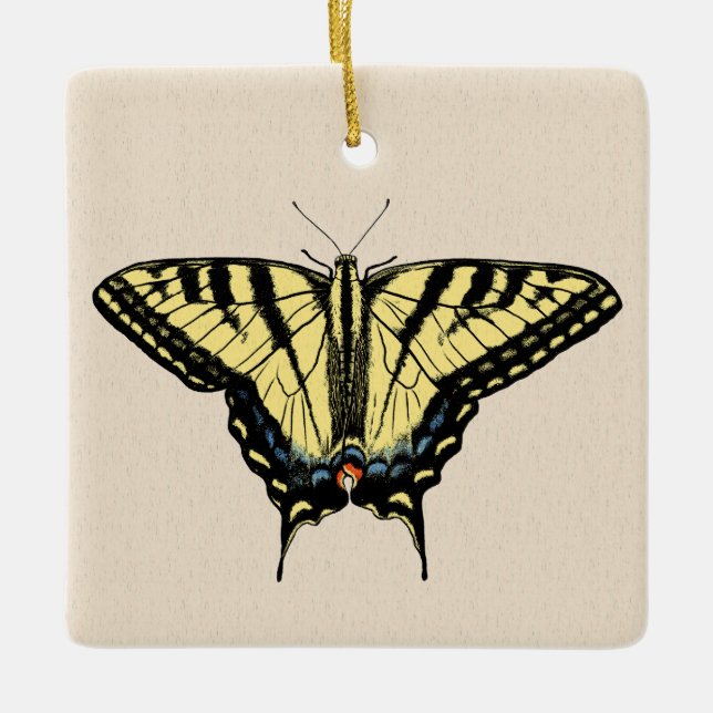 Südwest-Gelbes Frack Butterfly Keramikornament (Vorderseite)