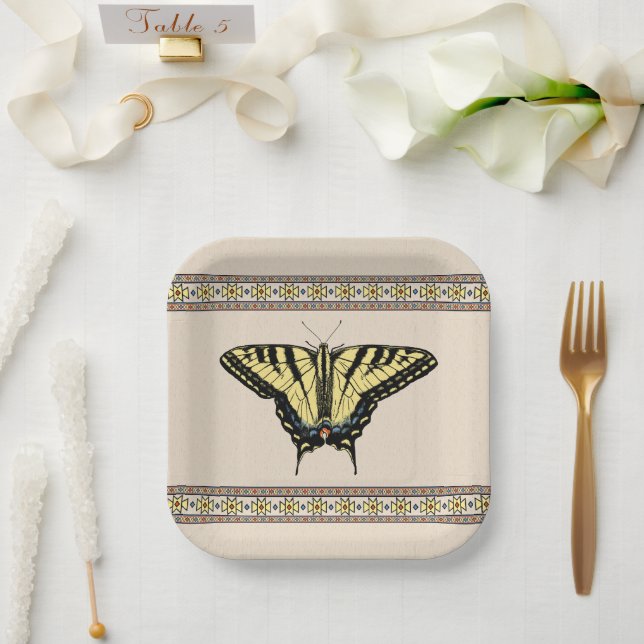Südwest-Gelbes Frack Butterfly Pappteller (Hochzeit)