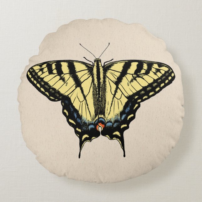 Südwest-Gelbes Frack Butterfly Rundes Kissen (Vorderseite)