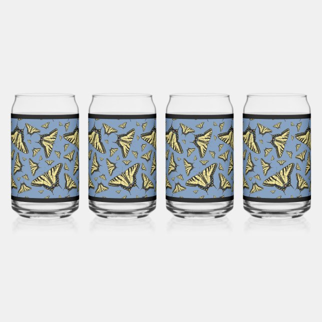 Südwest-Gelbes Frack Schmetterlinge Blau Dosenglas (Vorderseite)