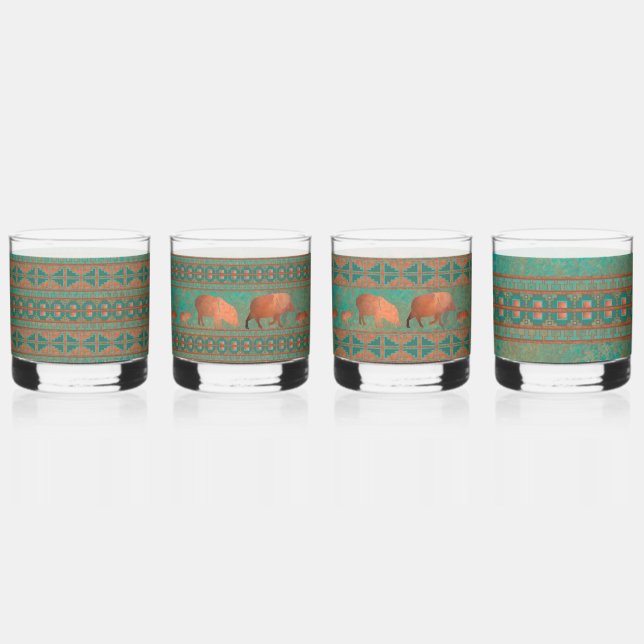 Südwest Geometric Pattern and Fun Javelinas Whiskyglas (Vorderseite)