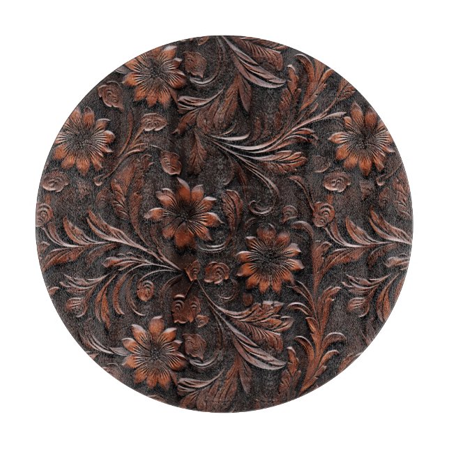 Südwest Imitats Brown Leather Cowhide Blume Schneidebrett (Vorderseite)