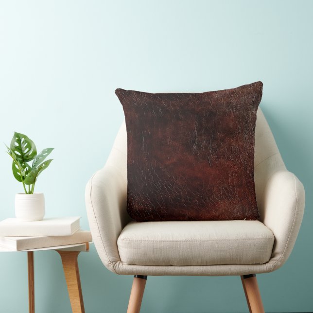 Südwest Imitats Brown Leather Cowhide Floral Kissen (Stuhl )