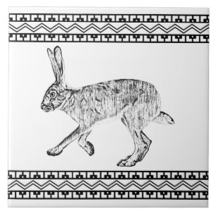 Südwest Jackrabbit Schwarz-Weiß-Geometrie-Druck Fliese