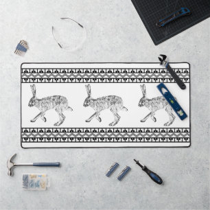 Südwest Jackrabbit Schwarz-Weiß Geometrisch Schreibtischunterlage
