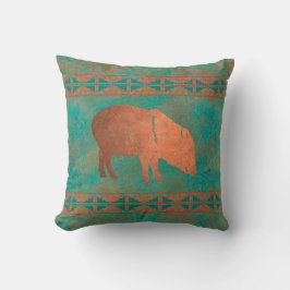 Südwest Javelina Mama Kupfer Aquamarines Muster 16 Kissen