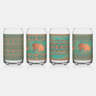 Südwest-Javelinas- & Geometrisches Muster-Glass-Se Dosenglas