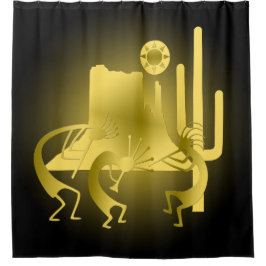 Südwest Kokopelli in Black & Gold Duschvorhang
