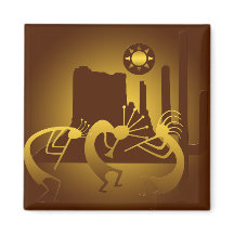 Südwest Kokopelli in Burgund und Gold