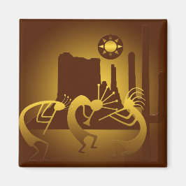 Südwest Kokopelli in Burgund und Gold Magnet