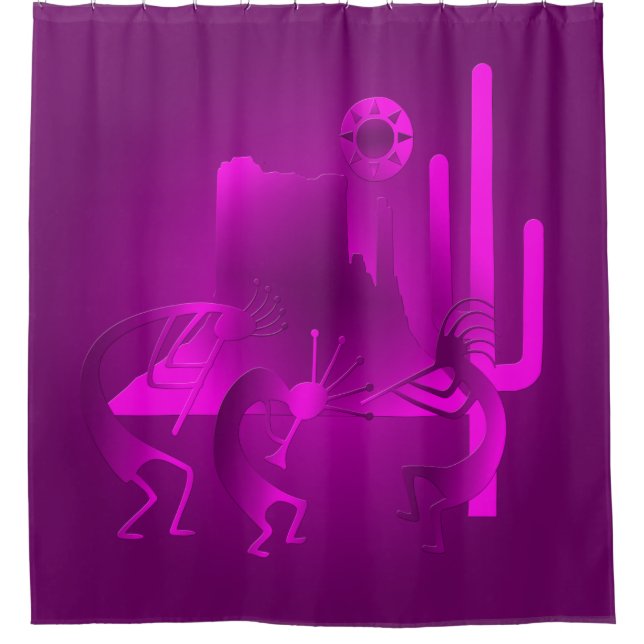 Südwest Kokopelli Lila Duschvorhang (Vorderseite)