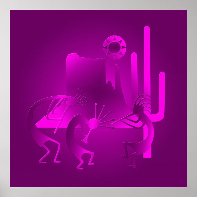 Südwest Kokopelli Lila Poster (Vorne)