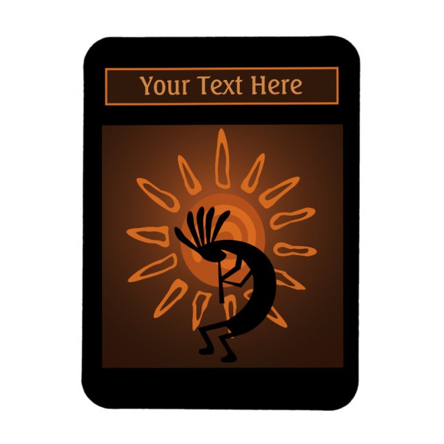 Südwest Kokopelli Sun Rustic Brown Foto Magnet (Vertikal)