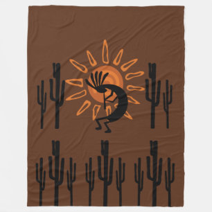 Südwest Kokopelli Sun Rustic Lg Fleece Blanken