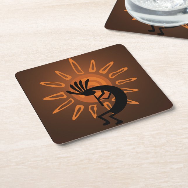 Südwest Kokopelli Sun Rustische Untersetzer (angewinkelt)