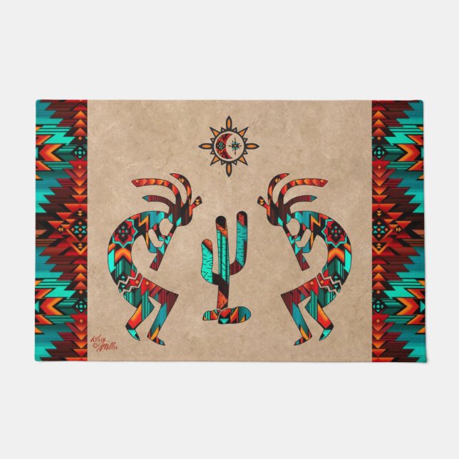 Südwest Kokopelli und Kakteen Doormat Fußmatte (Vorderseite)