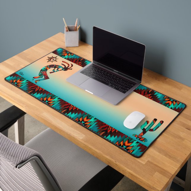 Südwest Kokopelli und Kaktus Schreibtischunterlage (Büro 2)