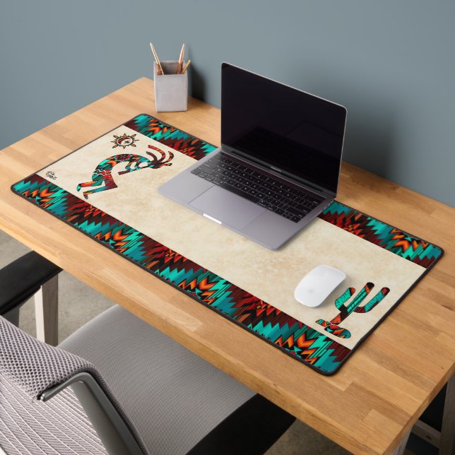 Südwest Kokopelli und Kaktus Schreibtischunterlage (Büro 2)