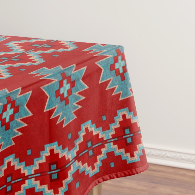 Südwest Mesas Red & Turquoise Geometric Medium Tischdecke (Beispiel)