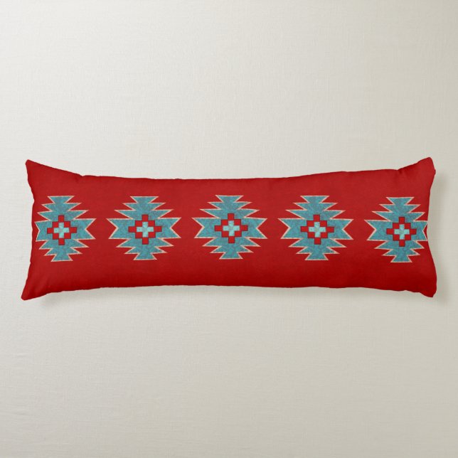Südwest Mesas Red & Turquoise Seitenschläferkissen (Vorderseite)