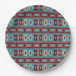 Südwest Mesas Türkis & Red Geometric Design Pappteller