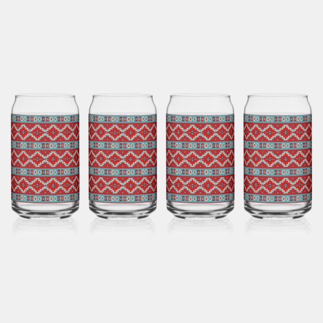 Südwest Mesas Türkis & Red Geometric Muster Dosenglas (Links)
