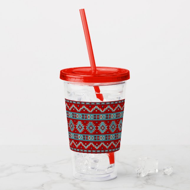 Südwest Mesas Türkis & Rot Acryltrinkbecher (Vorderseite Ice)