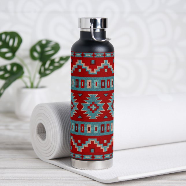 Südwest Mesas Türkis & Rot Trinkflasche (Yoga)
