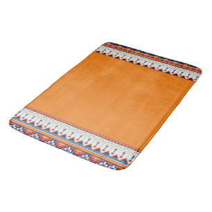 Südwest Muster Boho Rustic Orang & Blue Badematte