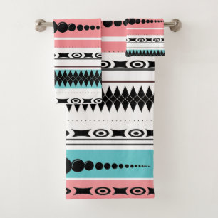 Südwest Muster Summer Shades Blue, Rose, White Badhandtuch Set