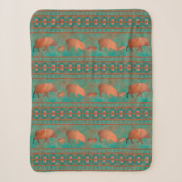 Südwest Niedlich Javelina Familie Kupfer Aquamarin Sherpadecke