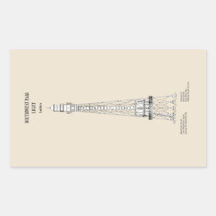 Südwest Pass Lighthouse - Louisiana - SBD Rechteckiger Aufkleber