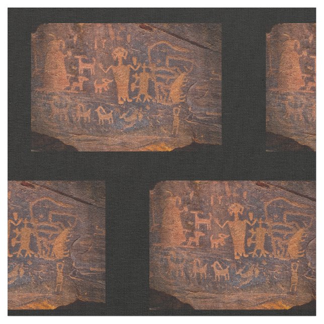 Südwest Petroglyph Baumwollgewebe Stoff (Nahaufnahme)